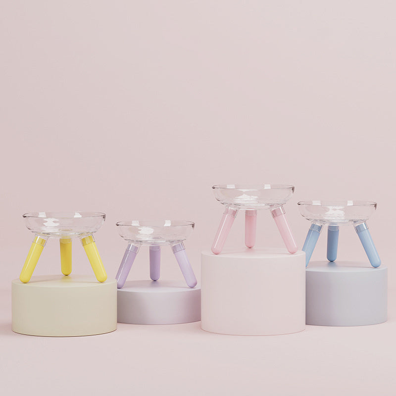 Anti-knock Feeder Transparent Glass Bowl Cat Bowl