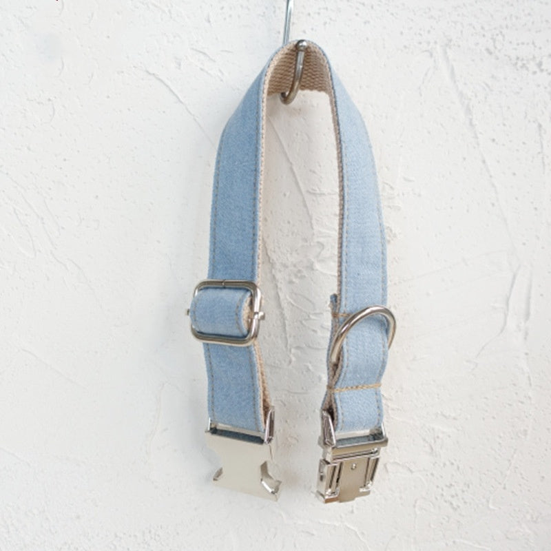 Blue pet dog ring denim leash