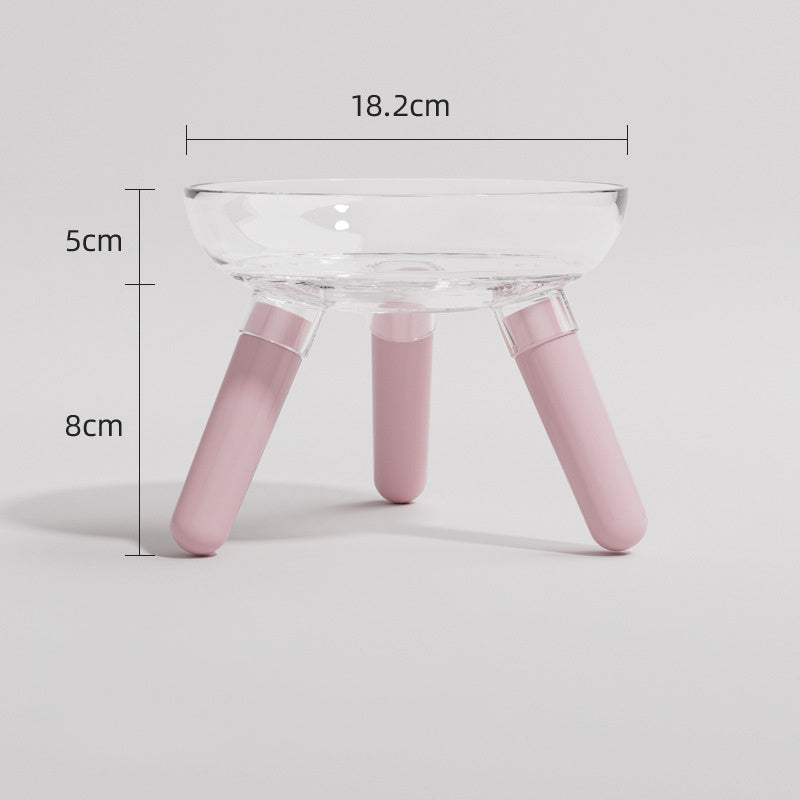 Anti-knock Feeder Transparent Glass Bowl Cat Bowl