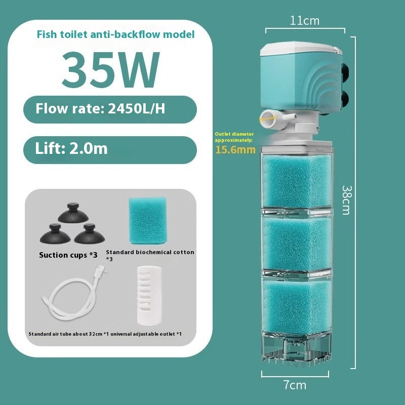 Aerating Anti Back Flow Filter for Fish Tank